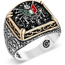 Gumush Gümüş Osmanlı Devlet Armalı Erkek Yüzük