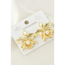 Osense Ay Çiçeği Metal Küpe