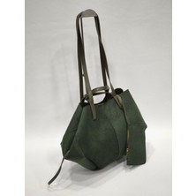 adissa collection Süet Shopper - Yumuşak Süet Görünümlü Büyük Tote Çanta | Ek Cüzdanlı Maxi Boy