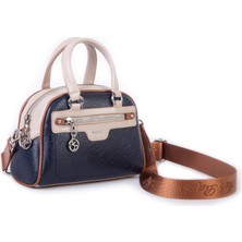 Nas Bag Kadın Mini El ve Çapraz Çanta Lacivert Kum Taba Victoria
