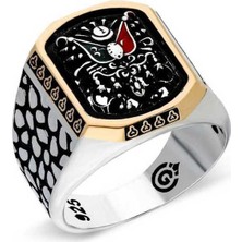 Gumush Gümüş Osmanlı Devlet Armalı Erkek Yüzük