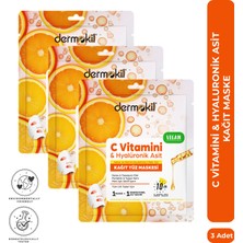 Dermokil C Vitamini & Hyalüronik Asit Içeren Kağıt Yüz Maskesi 20 ml x 3 Adet