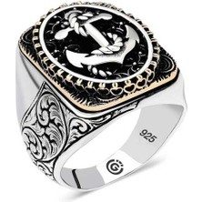 Gumush Gümüş Deniz Çapası Oval Erkek Yüzük