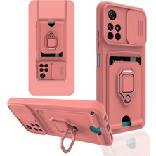 TE Dükkan Buğz Xiaomi Redmi Note 11T Kılıf Zuma Kartvizitli Yüzüklü Silikon - Pembe