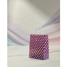 Aybaş Kağıtçılık 1.kalite 18X24 cm (5 Adet) Mor Renk Beyaz Benekli Kraft Kağıt Çanta,hediye Poşeti,hediye Paketi