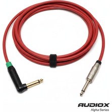 AUDIOX Alpha Series 6.3 mm L Tipi Jak (90°) → 6.3 mm Düz Jak Kablo | Enstrüman / Gitar / Pedal / Amfi Ses Bağlantı Kablosu