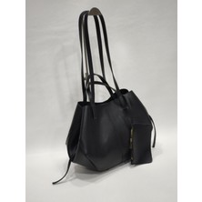 adissa collection Minimalist Shopper - Büyük Hacimli Kol ve Omuz Çantası | Ekstra Pouch (Cüzdan) Hediyeli