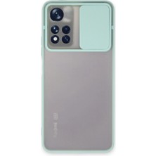TE Dükkan Buğz Xiaomi Redmi Note 11T Kılıf Palm Buzlu Kamera Sürgülü Silikon - Turkuaz