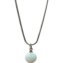 Beta Moda Hub Kalsedon Doğal Taşı Zincirli El Yapımı Kolye Uç: 1,5 cm Zincir: 20 cm Kutulu