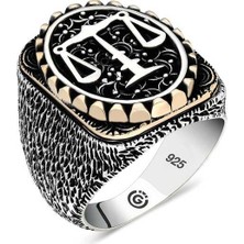 Gumush Gümüş Adalet Terazisi Oval Erkek Yüzük