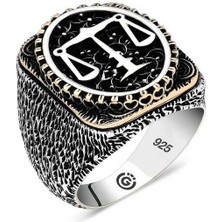 Gumush Gümüş Adalet Terazisi Oval Erkek Yüzük