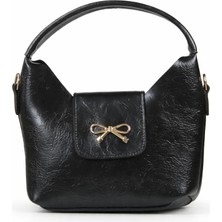 Fiyoli Siyah Kapaklı El ve Omuz Çapraz Çanta