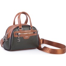Nas Bag Kadın Mini El ve Çapraz Çanta Haki Taba Kahve Victoria
