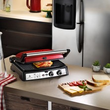 Özbience Çiftli Izgara ve Tost Fonksiyonu Renkli Kırmızı Tasarım
