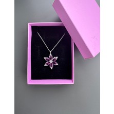 Gözde Aksesuarım Mor Lotus Çiçeği Kolyesi Çelik