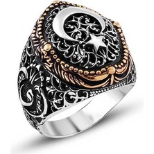 Gumush Gümüş Ay Yıldız Erkek Yüzük