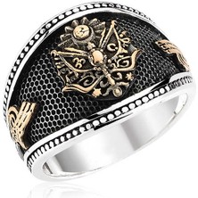 Gumush Gümüş Osmanlı Devlet Armalı Erkek Yüzük