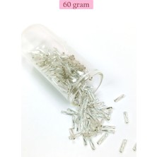 Beta Moda Hub Uzun Boru Kesme Boncuk Çap 2mm Uzunluk 10 mm - 60 Gram - Parlak Gümüş - BNC296