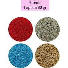 Beta Moda Hub Dökme Cam Kum Boncuk (11/0) 2 mm - 4 Renk - Toplam 80 Gram -  BNC404
