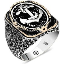 Gumush Gümüş Deniz Çapası Oval Erkek Yüzük