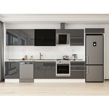 Alvinka 410X222 cm High Gloss Mutfak Dolabı MB-E90S60S60-3 Antrasit - Mdf