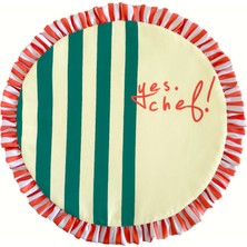 Ritmo Home Fırfırlı, Sloganlı, Yuvarlak, Çizgili, Desenli, Renkli, Yes Chef Amerikan Servis 40CM Çap (1 Adet)