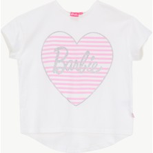 Barbie Baskılı Ekru Kız Çocuk T-Shirt BRB6SG-TST6420