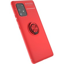 TE Dükkan Buğz Samsung Galaxy A91 / S10 Lite Kılıf Range Yüzüklü Silikon - Kırmızı