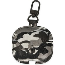 TE Dükkan Buğz Airpods 3 (3.nesil) Çanta Kamuflaj Deri Kılıf - Gri