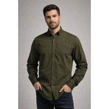 Colvıs Man Slim Fit Uzun Kol Çıt Çıtlı Yıkamalı Gabardin Kot Modelli Erkek Gömlek