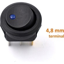 PremiumPort Yüksek Kaliteli 12V Yuvarlak Anahtar, Mavi Işıklı, LED TIP33-S3232, 1 Adet