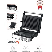 Özbience 2000W Siyah-Gümüş Paslanmaz Çelik Tost Izgara Makinesi, Çıkarılabilir Plak