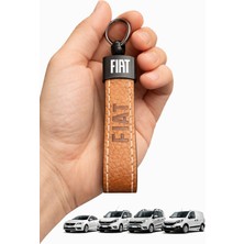 Stilix Garage Fiat Yazılı ve Logolu Anahtarlık (Kahverengi) SUNİ Deri
