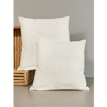 PAMUKIDEA 2 Adet | Kapaklı - Fermuarsız %100 Pamuklu Buldan Işi Keten Yastık & Kırlent Kılıfı Sade Düz Desensiz - Işlemesiz