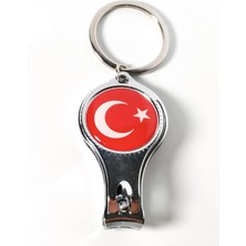 Moncuk Design Türk Bayrağı Desenli Tırnak Makaslı Metal Anahtarlık