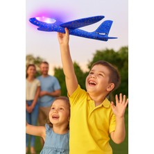 PremiumPort Işıklı Köpük Fırlatma Uçak, Mavi, 45 Cm, Eğlence ve Macera Için