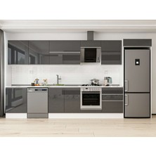Alvinka 400X222 cm High Gloss Mutfak Dolabı MB-E80S60S60-2 Antrasit - Suntalam