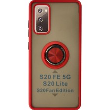 TE Dükkan Buğz Samsung Galaxy S20 Fe Kılıf Montreal Yüzüklü Silikon Kapak - Kırmızı