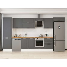 Alvinka 400X222 cm Klasik Mebran Mutfak Dolabı MBB-E80B60S60-2 Antrasit - Suntalam