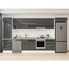 Alvinka 400X222 cm High Gloss Mutfak Dolabı MBB-E80B60S60-1 Antrasit - Suntalam