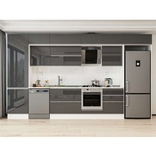 Alvinka 400X240 cm High Gloss Mutfak Dolabı MBB-E80B60S60-2 Antrasit - Mdf