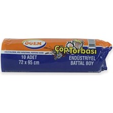 Zenvia Endüstriyel Battal Boy Çöp Torbası 72 x 95 cm 10 Lu Rulo x 1 Paket = 10 Adet (Siyah) Znv2