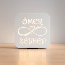 PremiumPort Ahşap LED Işıklı Sevgililer Günü Gece Lambası Hediye