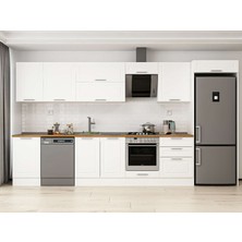 Alvinka 400X222 cm Klasik Mebran Mutfak Dolabı MB-E90S50S60-2 Beyaz - Mdf