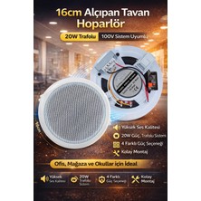 16 cm Alçıpan Tavan Hoparlör 20W Trafolu 100V Sistem Uyumlu