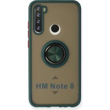 TE Dükkan Buğz Xiaomi Redmi Note 8 Kılıf Montreal Yüzüklü Silikon Kapak - Yeşil