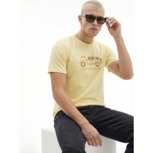 Jeep Bisiklet Yaka Baskılı Sarı Erkek T-Shirt J6SM-TST7335