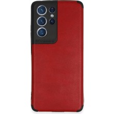 TE Dükkan Buğz Samsung Galaxy S21 Ultra Kılıf Loop Deri Silikon - Kırmızı