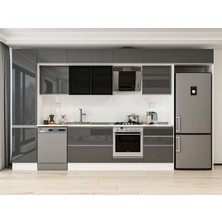 Alvinka 400X240 cm High Gloss Mutfak Dolabı MBB-E90B50S60-3 Antrasit - Mdf