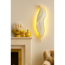 PremiumPort Şık LED Tüy Duvar Süsü, Işıklı Dekoratif Ev Aksesuarı